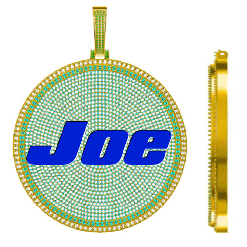 CUSTOM LETTER NECKLACE 3D BIG DISC