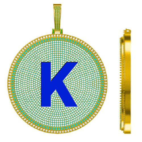 CUSTOM LETTER NECKLACE 3D BIG DISC