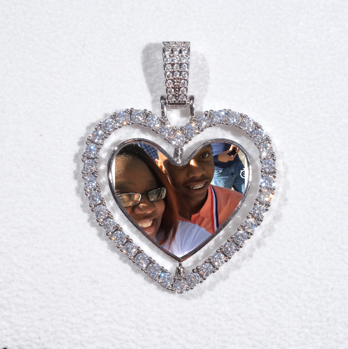 3D Spinning 2-Faced Heart Custom Picture Pendant