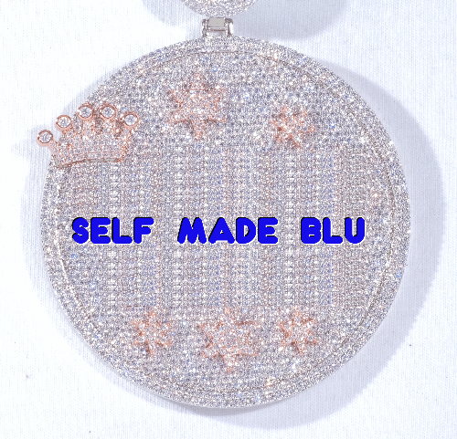 CUSTOM LETTER NECKLACE 3D BIG CROWN DISC