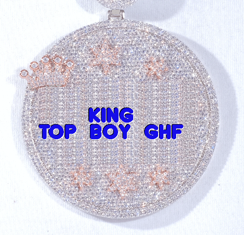 CUSTOM LETTER NECKLACE 3D BIG CROWN DISC