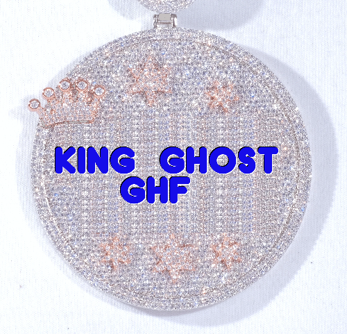 CUSTOM LETTER NECKLACE 3D BIG CROWN DISC