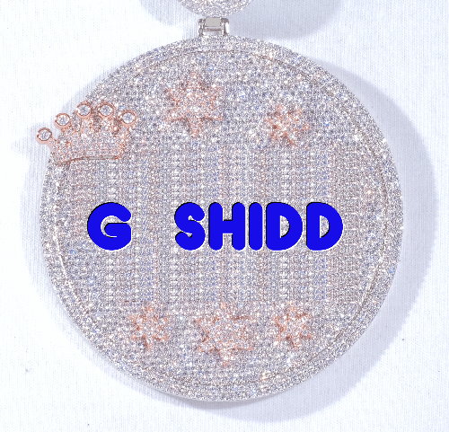 CUSTOM LETTER NECKLACE 3D BIG CROWN DISC
