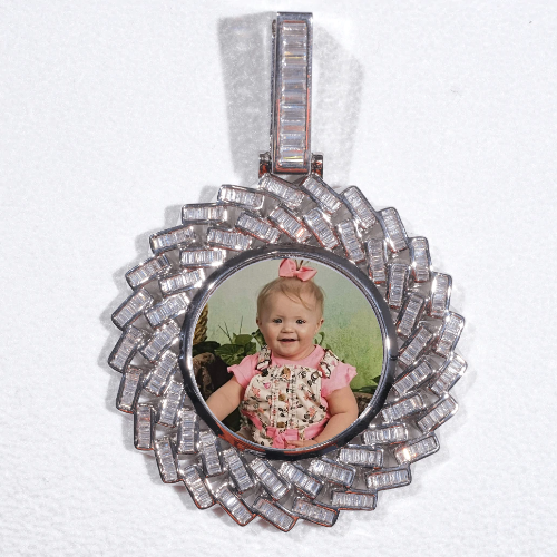 Large 3D Baguette Custom Picture Pendant