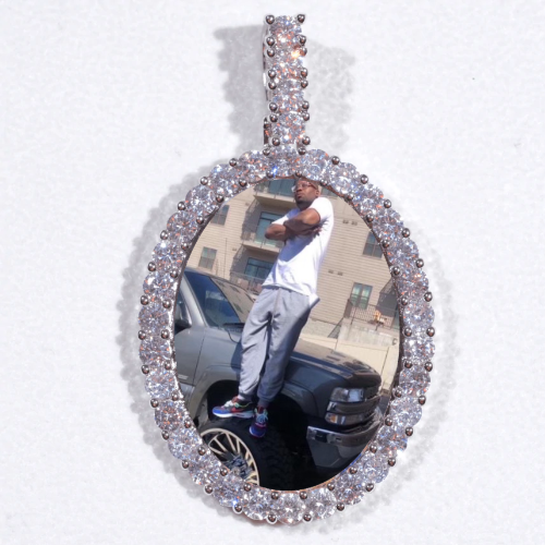 Large 3D Oval Custom Picture Pendant