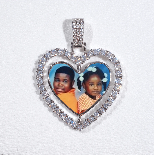 3D Spinning 2-Faced Heart Custom Picture Pendant