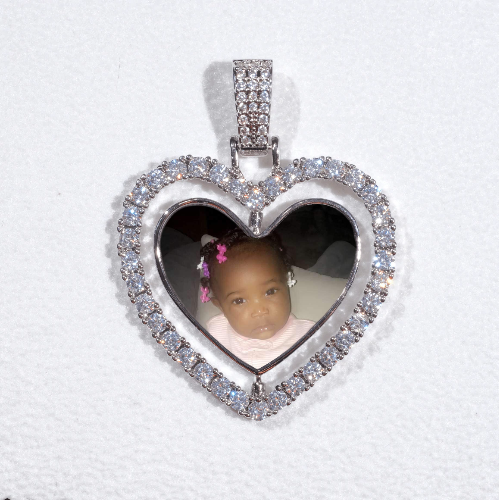 3D Spinning 2-Faced Heart Custom Picture Pendant