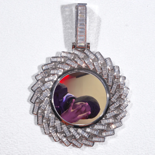 Large 3D Baguette Custom Picture Pendant