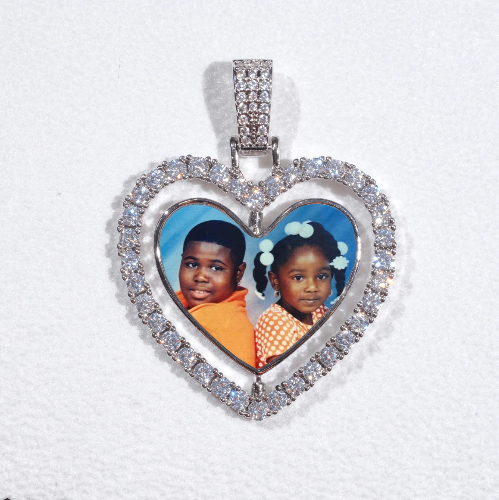 3D Spinning 2-Faced Heart Custom Picture Pendant