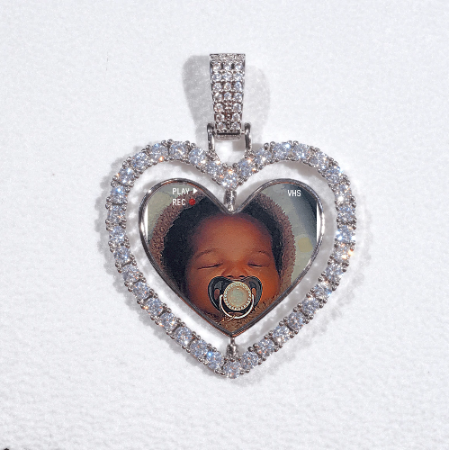 3D Spinning 2-Faced Heart Custom Picture Pendant