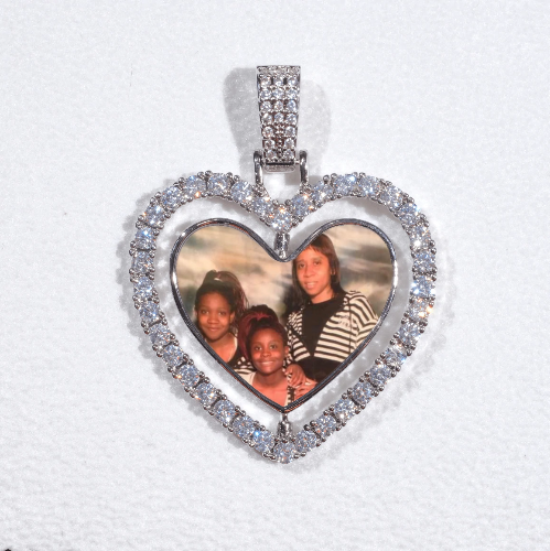 3D Spinning 2-Faced Heart Custom Picture Pendant