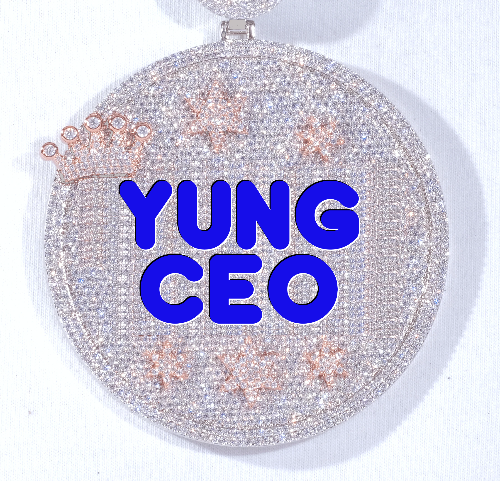 CUSTOM LETTER NECKLACE 3D BIG CROWN DISC