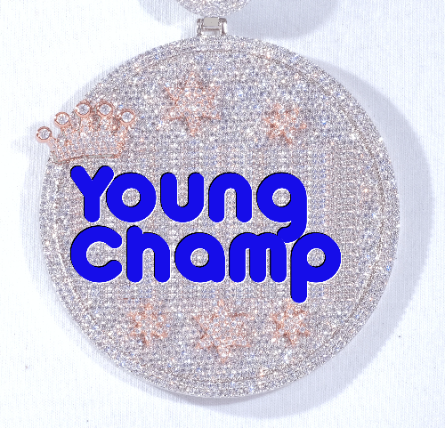 CUSTOM LETTER NECKLACE 3D BIG CROWN DISC