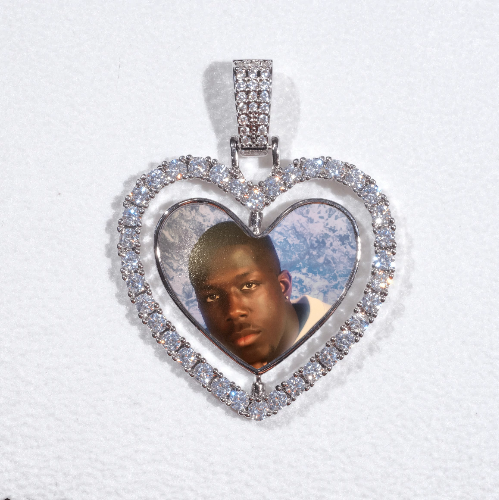 3D Spinning 2-Faced Heart Custom Picture Pendant