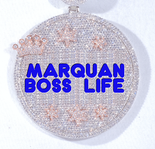 CUSTOM LETTER NECKLACE 3D BIG CROWN DISC