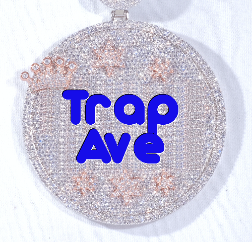 CUSTOM LETTER NECKLACE 3D BIG CROWN DISC