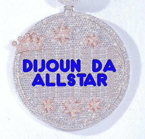 CUSTOM LETTER NECKLACE 3D BIG CROWN DISC