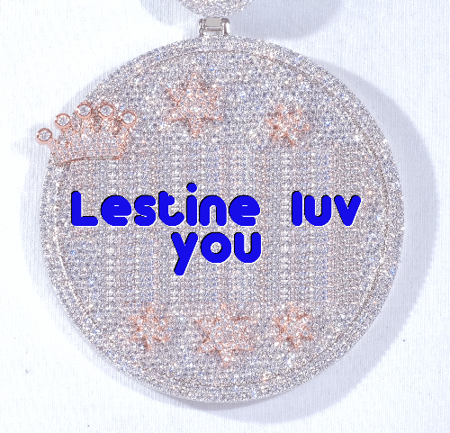 CUSTOM LETTER NECKLACE 3D BIG CROWN DISC