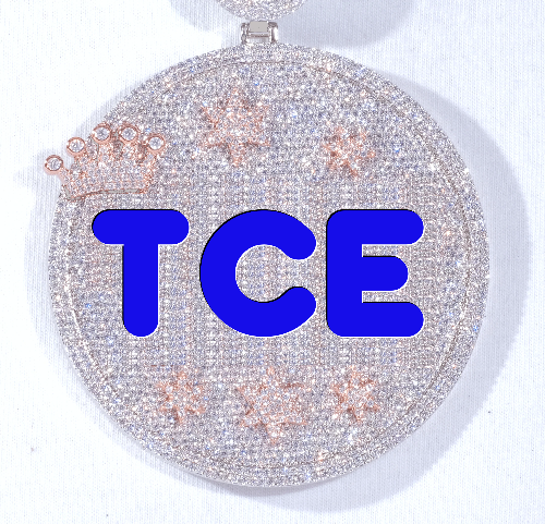 CUSTOM LETTER NECKLACE 3D BIG CROWN DISC