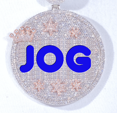 CUSTOM LETTER NECKLACE 3D BIG CROWN DISC