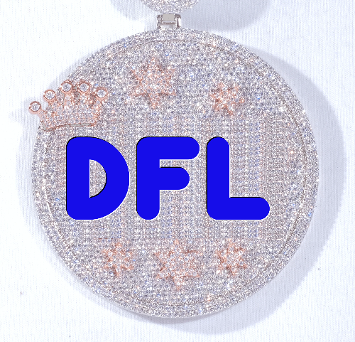 CUSTOM LETTER NECKLACE 3D BIG CROWN DISC