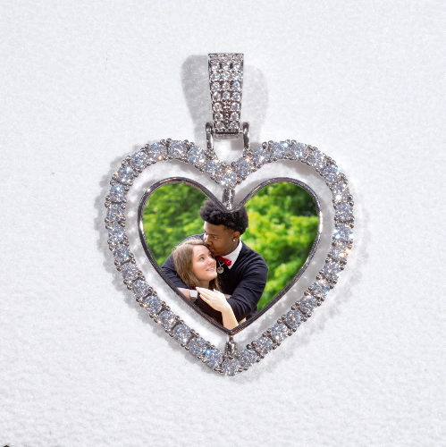 3D Spinning 2-Faced Heart Custom Picture Pendant