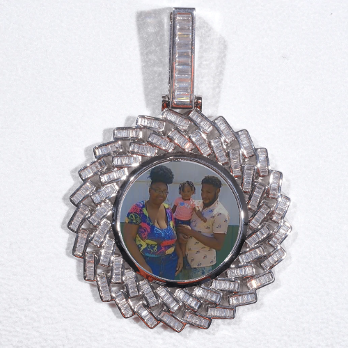 Large 3D Baguette Custom Picture Pendant