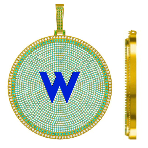 CUSTOM LETTER NECKLACE 3D BIG DISC
