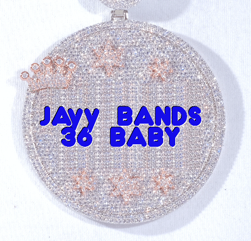 CUSTOM LETTER NECKLACE 3D BIG CROWN DISC