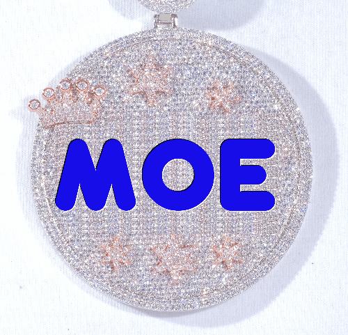 CUSTOM LETTER NECKLACE 3D BIG CROWN DISC