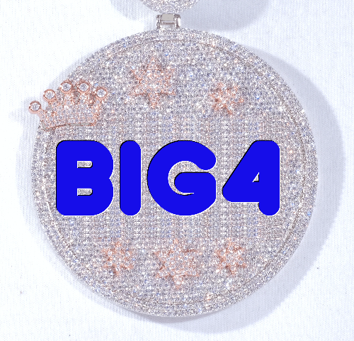 CUSTOM LETTER NECKLACE 3D BIG CROWN DISC