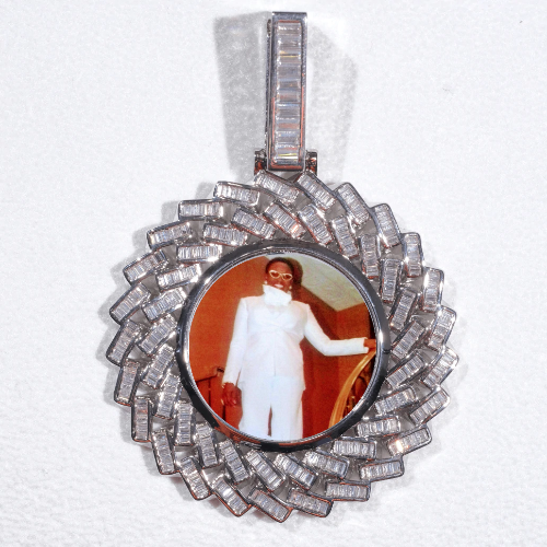 Large 3D Baguette Custom Picture Pendant