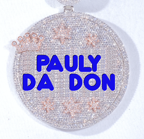 CUSTOM LETTER NECKLACE 3D BIG CROWN DISC
