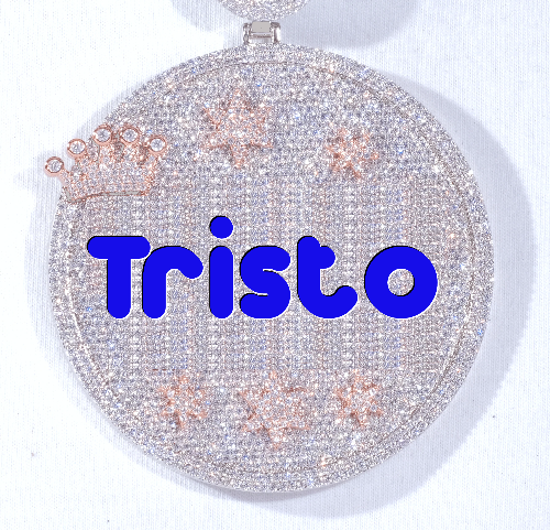 CUSTOM LETTER NECKLACE 3D BIG CROWN DISC