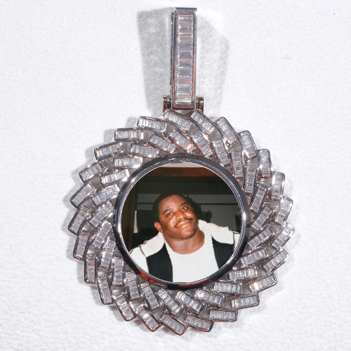 Large 3D Baguette Custom Picture Pendant