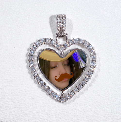 3D Spinning 2-Faced Heart Custom Picture Pendant