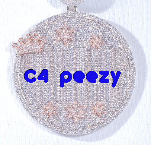 CUSTOM LETTER NECKLACE 3D BIG CROWN DISC