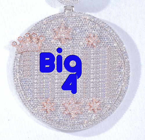 CUSTOM LETTER NECKLACE 3D BIG CROWN DISC