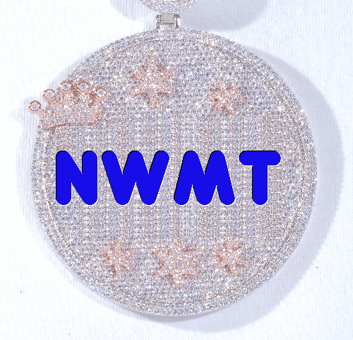 CUSTOM LETTER NECKLACE 3D BIG CROWN DISC
