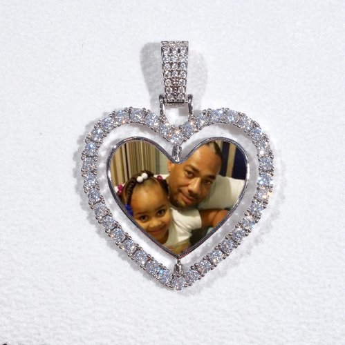 3D Spinning 2-Faced Heart Custom Picture Pendant