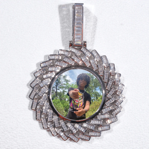 Large 3D Baguette Custom Picture Pendant