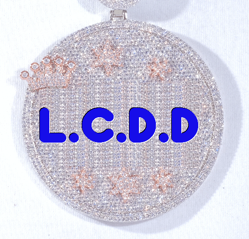 CUSTOM LETTER NECKLACE 3D BIG CROWN DISC