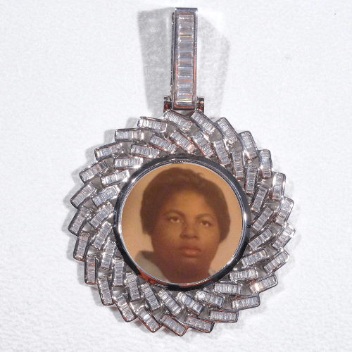 Large 3D Baguette Custom Picture Pendant