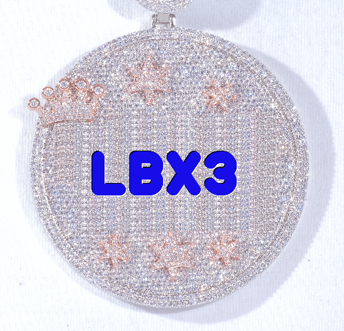 CUSTOM LETTER NECKLACE 3D BIG CROWN DISC