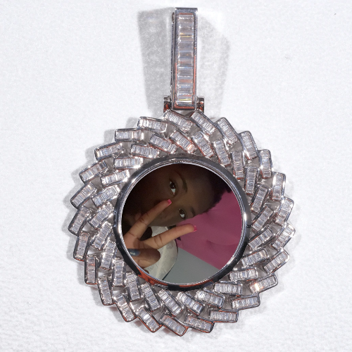 Large 3D Baguette Custom Picture Pendant