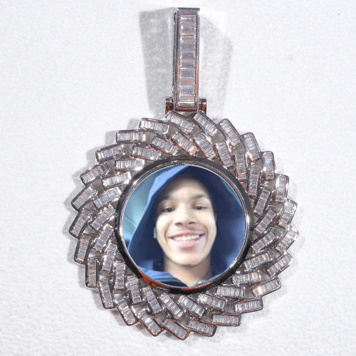 Large 3D Baguette Custom Picture Pendant