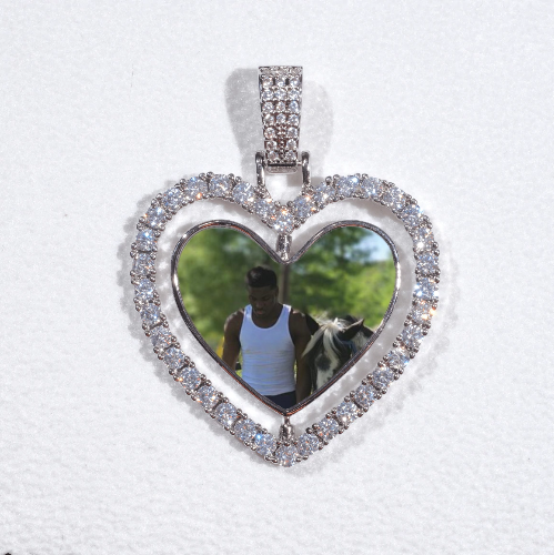 3D Spinning 2-Faced Heart Custom Picture Pendant