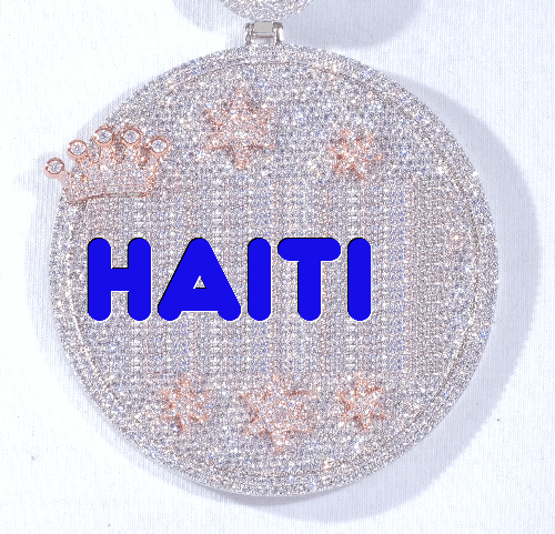 CUSTOM LETTER NECKLACE 3D BIG CROWN DISC