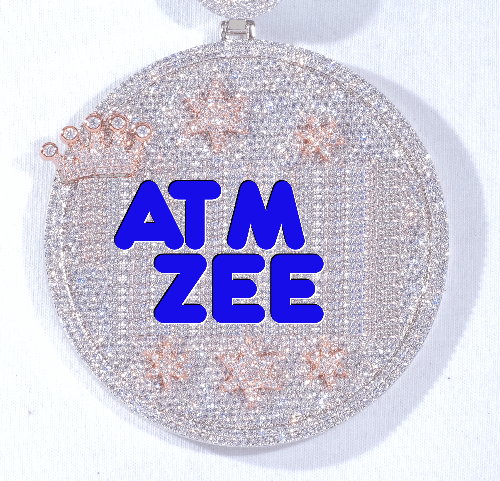 CUSTOM LETTER NECKLACE 3D BIG CROWN DISC