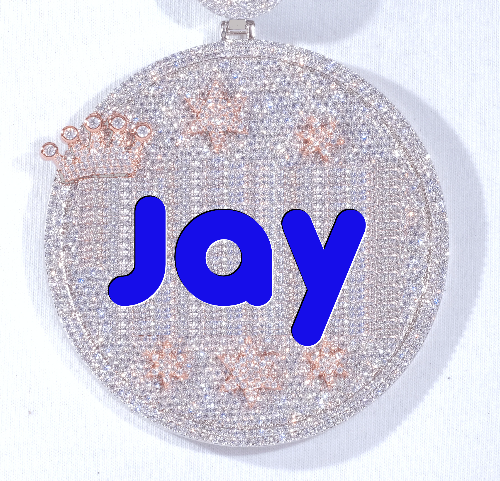 CUSTOM LETTER NECKLACE 3D BIG CROWN DISC
